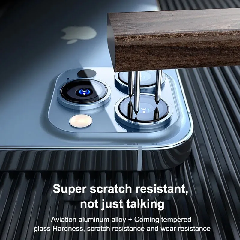 Metal Ring Camera Lens Protector Glass For iPhone 11 12 13 14 15 Pro Max Mini Plus Full Cover Camera Protector Lens Film