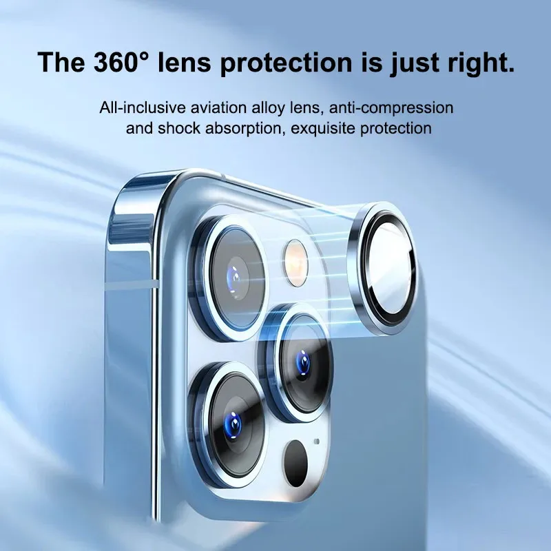 Metal Ring Camera Lens Protector Glass For iPhone 11 12 13 14 15 Pro Max Mini Plus Full Cover Camera Protector Lens Film