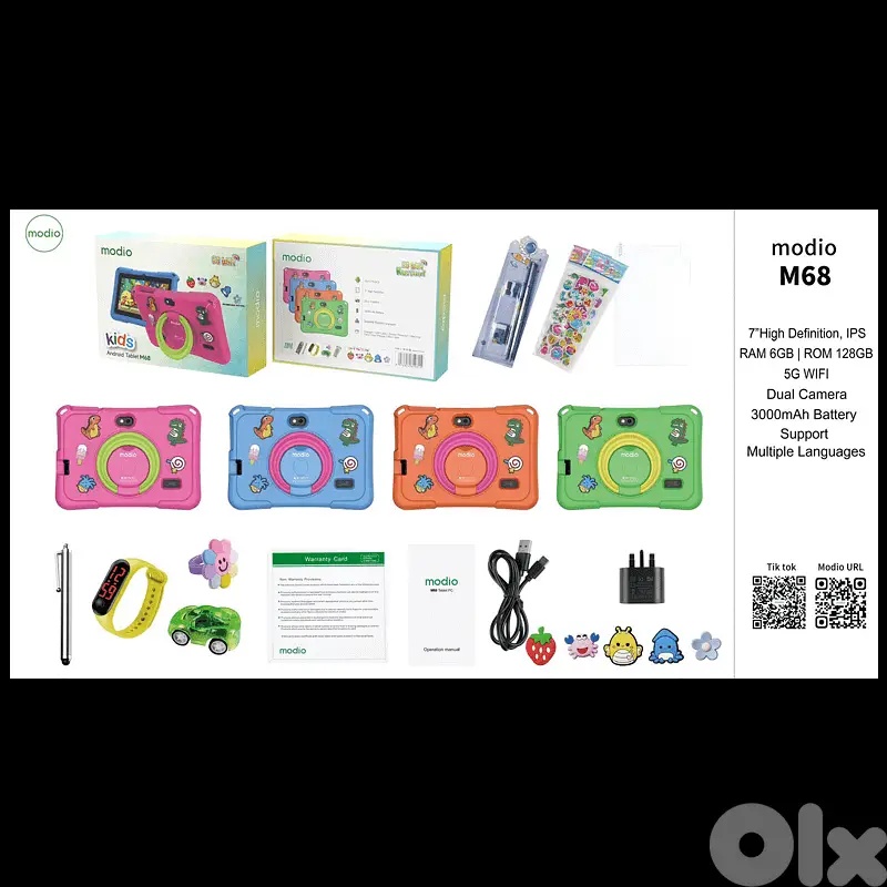 HOT DEALS!! MODIO M68 4G KID'S TABLET: | 7 Inch IPS HD Screen | 6GB RAM+128GB ROM | 3000mAh Battery | 5.0MP Rear & 2.0MP Selfie Camera | Android 11 | Wi-Fi Only | Bluetooth | Type-C | - Tablets