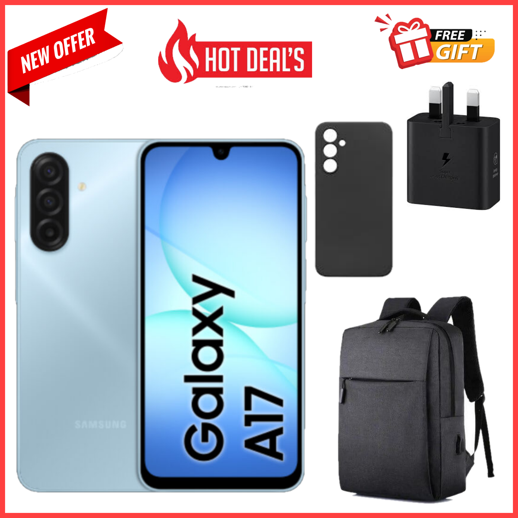 HOT DEALS!!!Samsung Galaxy A17 128GB+4GB 6.7" Super AMOLED Display Mediatek Helio G99 50MP Triple Camera Android 15 IP54 Waterproof 5000mAh 25W Type-C Charge AI Smart Phones phone+FREEBIES