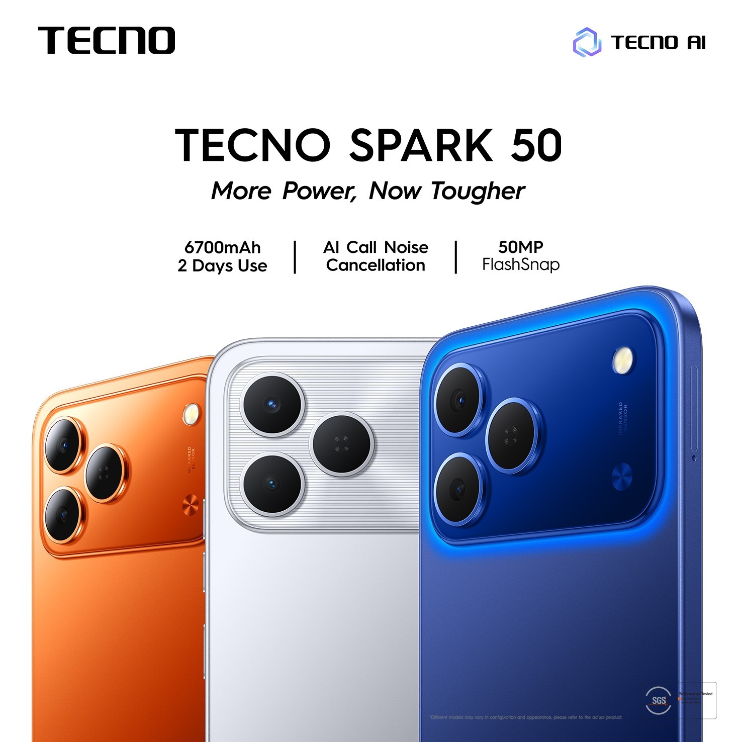 LIMITED OFFER!! Tecno Spark 50:| 6.78" IPS LCD | 4GB RAM+128GB ROM | 6500mAh Battery | 50MP Rear & 8MP Selfie Camera | Android 16 | Dual SIM | Type-C, 45W | Side-Fingerprint +FREE GIFTS