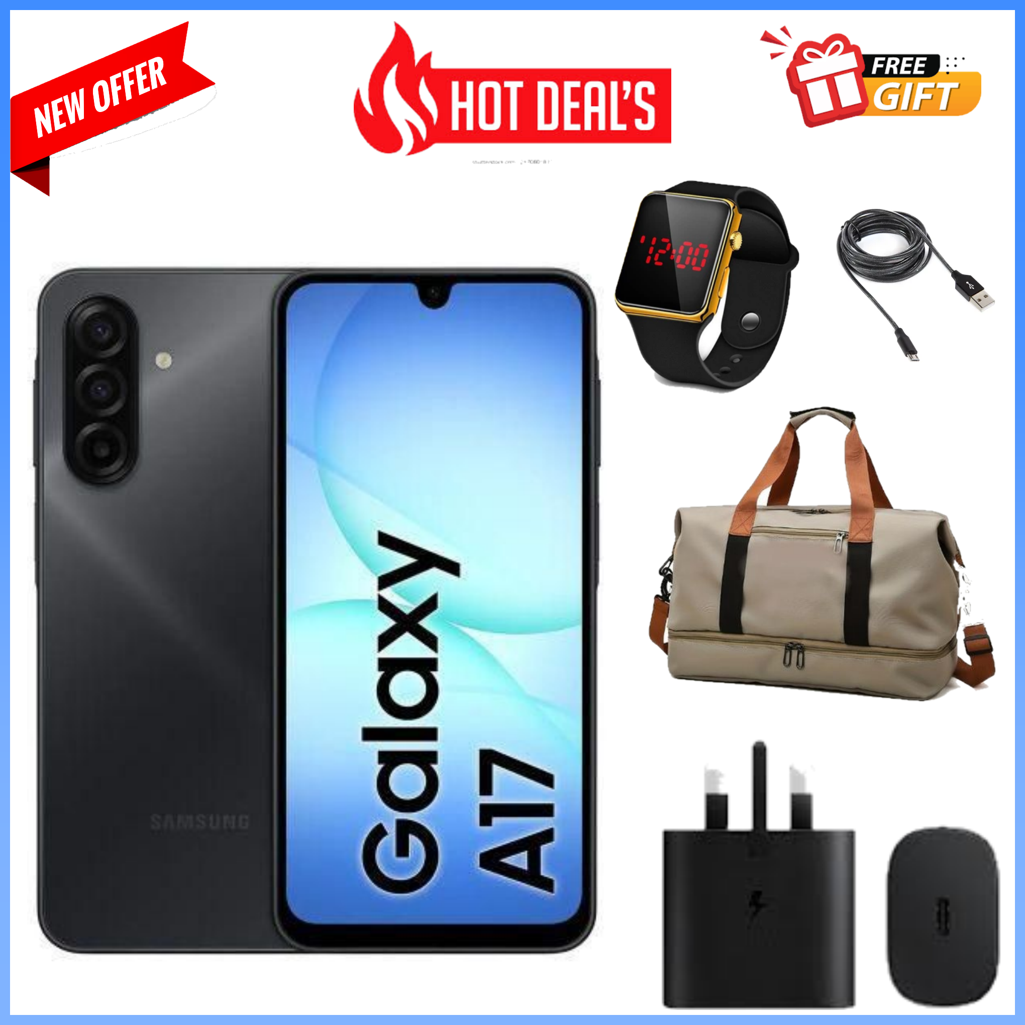 HOT DEALS!! Samsung Galaxy A17 256GB/128GB+4GB/6GB/8GB 6.7" Super AMOLED Display 50MP Triple Camera Android 15 IP54 Waterproof 5000mAh Samsung A17, A17 Samsung Smart Phones phone+FREE GIFTS