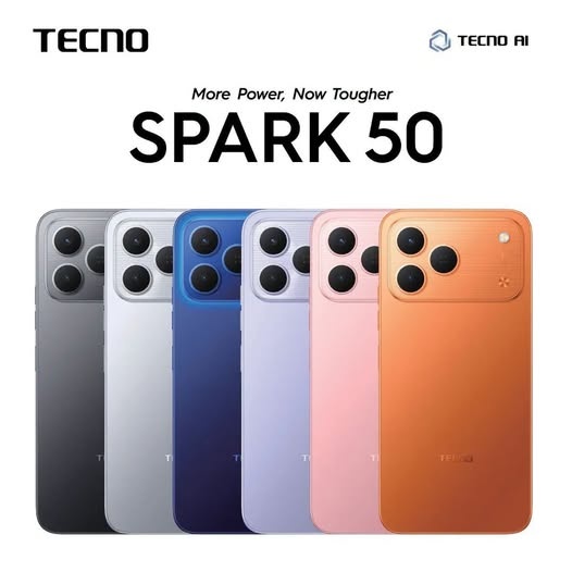 LIMITED OFFER!! Tecno Spark 50:| 6.78" IPS LCD | 4GB RAM+128GB ROM | 6500mAh Battery | 50MP Rear & 8MP Selfie Camera | Android 16 | Dual SIM | Type-C, 45W | Side-Fingerprint +FREE GIFTS