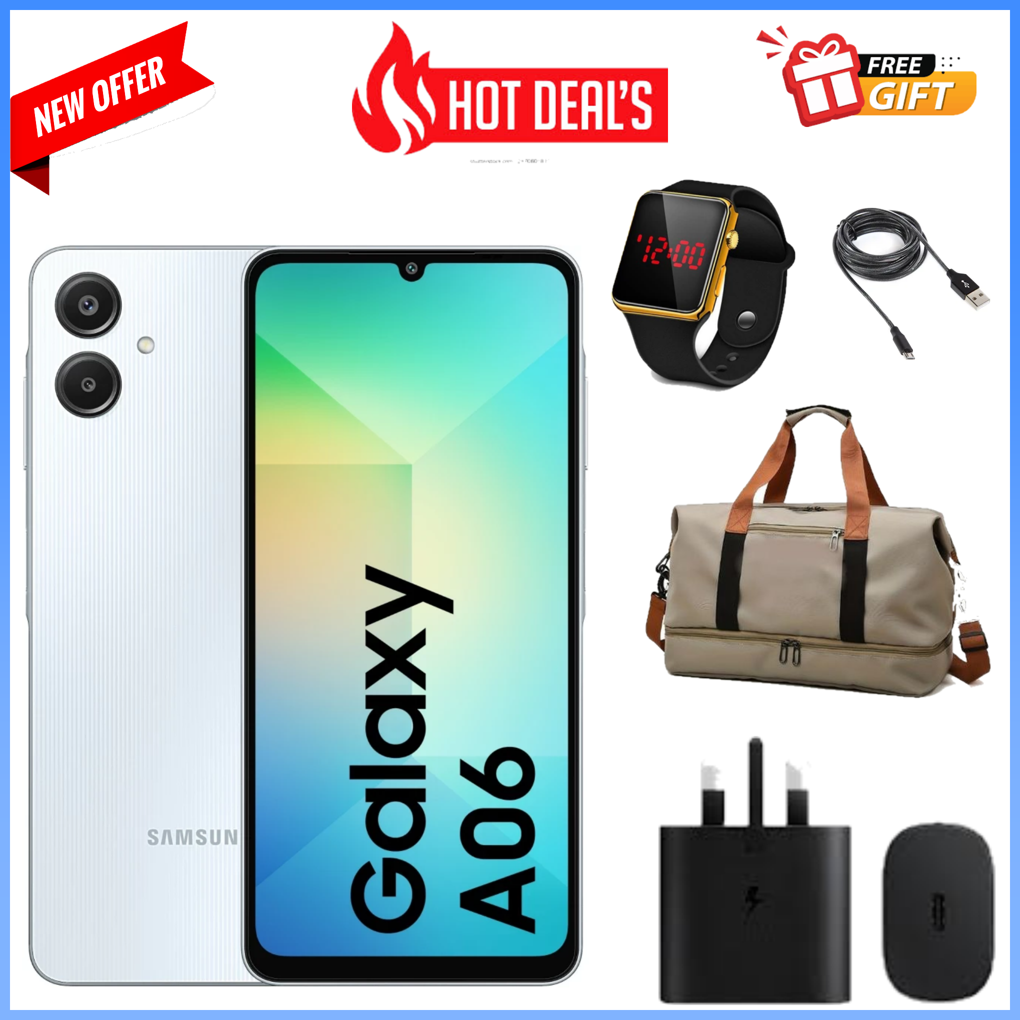 LIMITED TIME DEALS!! Samsung Galaxy A06 128GB/64GB+4GB MTK Helio G85 (12nm) 50MP Dual Camera 6.7" Large Display 5000mAh 25W Type-C Charge Android 14 Smart Phones Side Samsung A06, a06 samsung