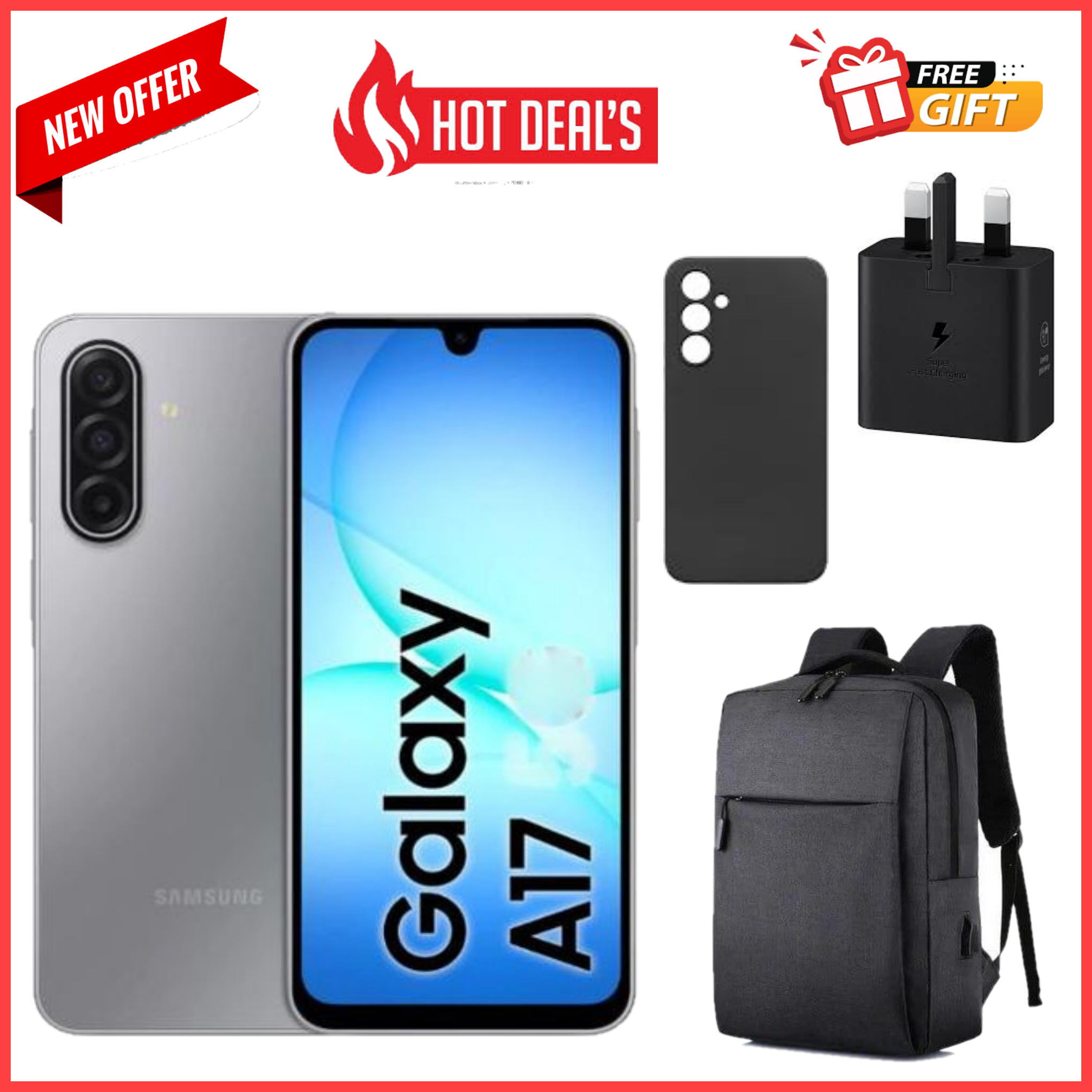 HOT DEALS!!!Samsung Galaxy A17 128GB+4GB 6.7" Super AMOLED Display Mediatek Helio G99 50MP Triple Camera Android 15 IP54 Waterproof 5000mAh 25W Type-C Charge AI Smart Phones phone+FREEBIES