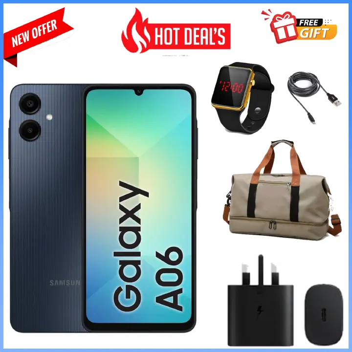 LIMITED TIME DEALS!! Samsung Galaxy A06 128GB/64GB+4GB MTK Helio G85 (12nm) 50MP Dual Camera 6.7" Large Display 5000mAh 25W Type-C Charge Android 14 Smart Phones Side Samsung A06, a06 samsung