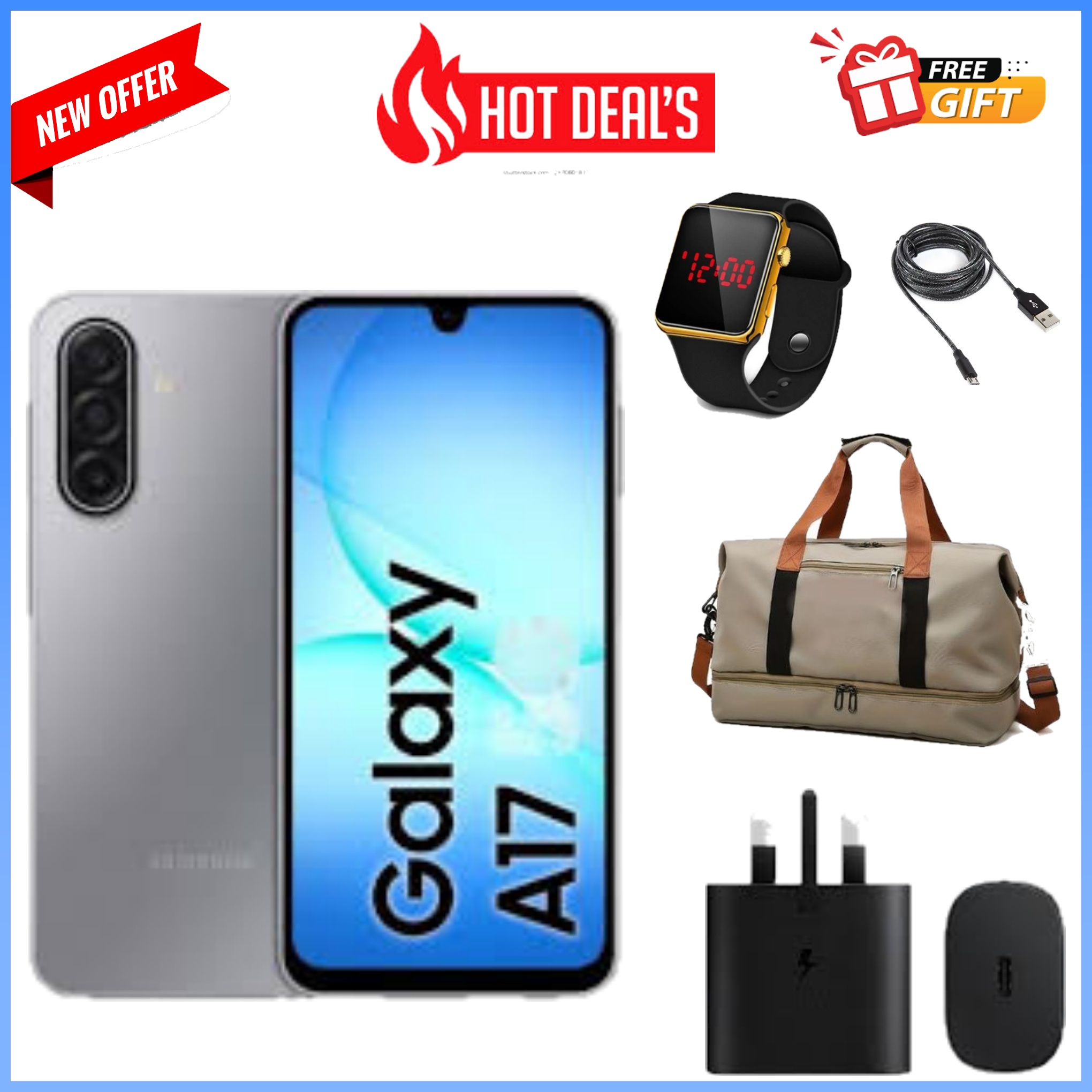 HOT DEALS!! Samsung Galaxy A17 256GB/128GB+4GB/6GB/8GB 6.7" Super AMOLED Display 50MP Triple Camera Android 15 IP54 Waterproof 5000mAh Samsung A17, A17 Samsung Smart Phones phone+FREE GIFTS