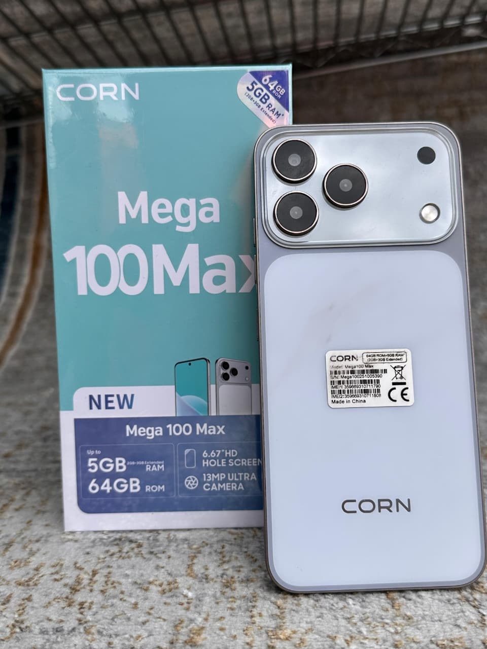 LIMITED OFFER!! Corn Mega 100 Max: | 6.6" IPS LCD Screen | 5(2+3)GB RAM+64GB ROM | 5000mAh Battery | 13MP Rear & 8MP Selfie Camera | Android 14 | Dual SIM | Type-C | Side-Fingerprint | Phones