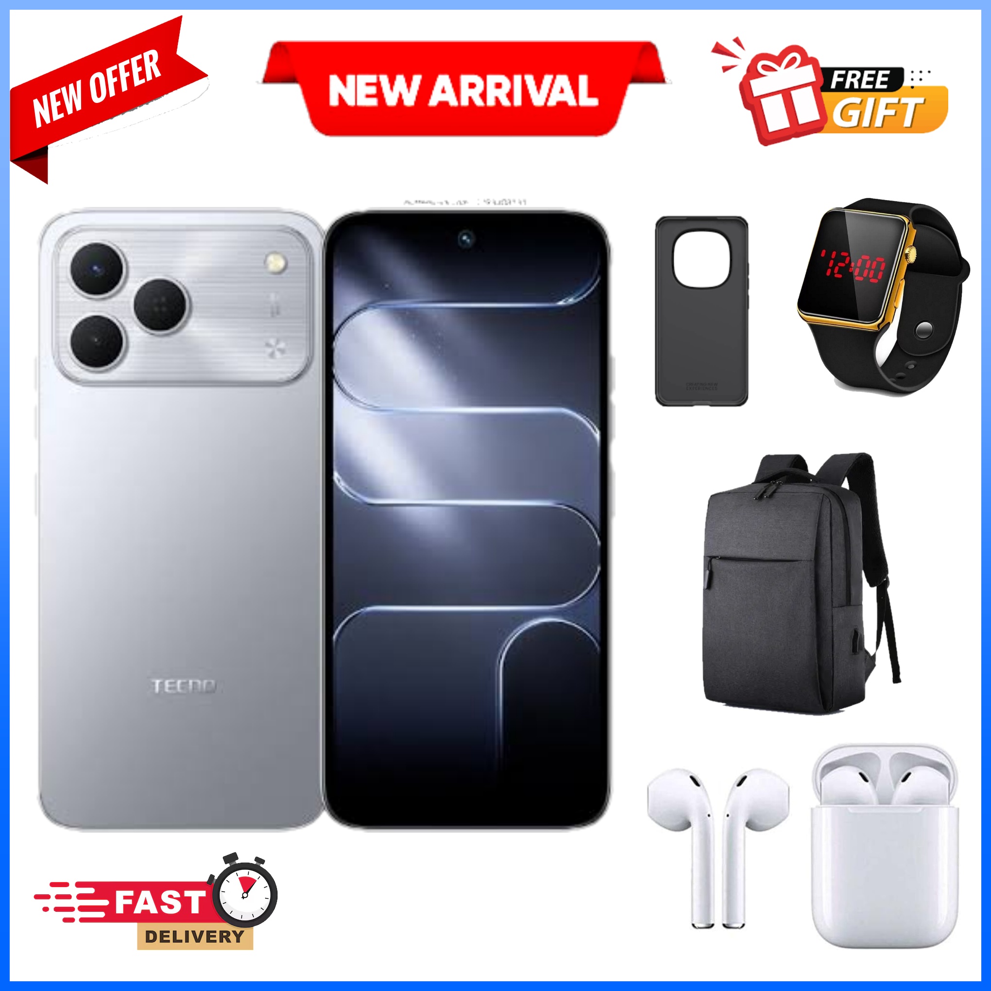 LIMITED OFFER!! Tecno Spark 50:| 6.78" IPS LCD | 4GB RAM+128GB ROM | 6500mAh Battery | 50MP Rear & 8MP Selfie Camera | Android 16 | Dual SIM | Type-C, 45W | Side-Fingerprint +FREE GIFTS
