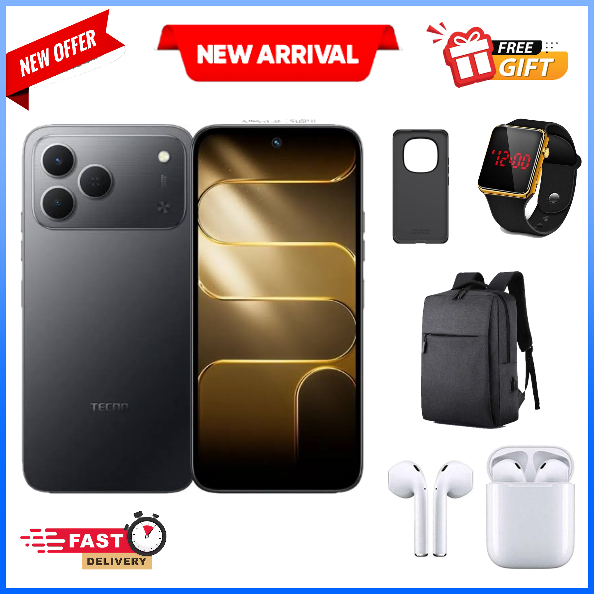LIMITED OFFER!! Tecno Spark 50:| 6.78" IPS LCD | 4GB RAM+128GB ROM | 6500mAh Battery | 50MP Rear & 8MP Selfie Camera | Android 16 | Dual SIM | Type-C, 45W | Side-Fingerprint +FREE GIFTS