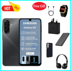 HOT DEALS!!!Samsung Galaxy A17 128GB+4GB 6.7" Super AMOLED Display Mediatek Helio G99 50MP Triple Camera Android 15 IP54 Waterproof 5000mAh 25W Type-C Charge AI Smart Phones phone+FREEBIES