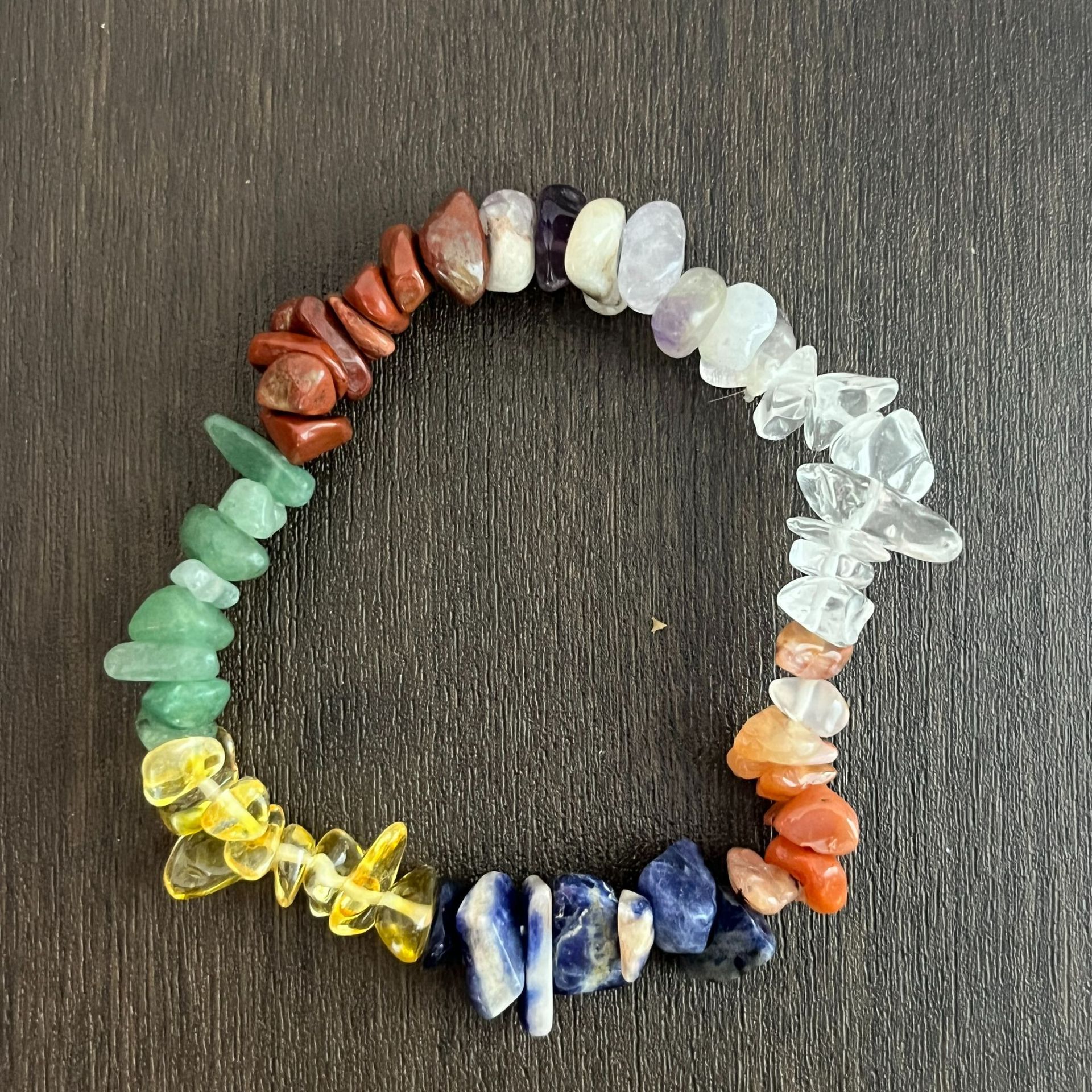 Natural Gemstone Bracelets Chakra Crystal Irregular Chips Beads Stretch Bracelet-crystal chip bracelet,citrine/obsidian brings good luck and wealth accumulation,calms mood and repels negative energy.