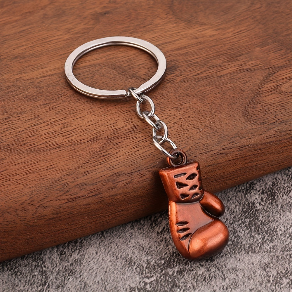 1-4pcs Fishbone Style Stainless Steel Strong Key Holder Key Ring Key Chain-Men Fitness Boxing Glove Keychain 3D Metal Fighting Glove Pendant key ring,backpack bag charm,gift for cool man