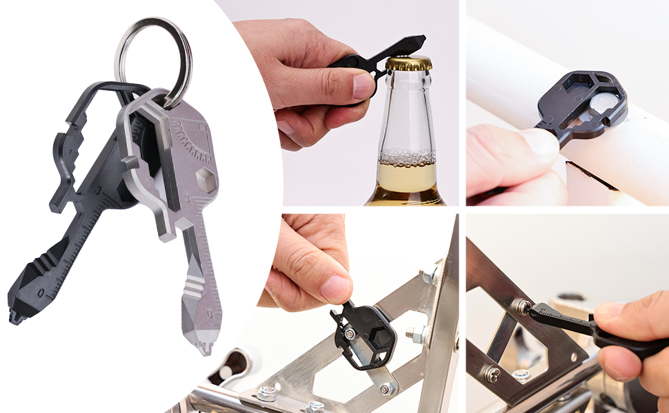 Keychain Multitool EDC Tool with 24+Functions Gifts| Small Bottle Opener keychain with Screwdriver,Wrench, Box Cutter for Travel,Outdoor,Utility Gadget,Everyday Use Gifts for Men Dad Gifts–TSA Safe