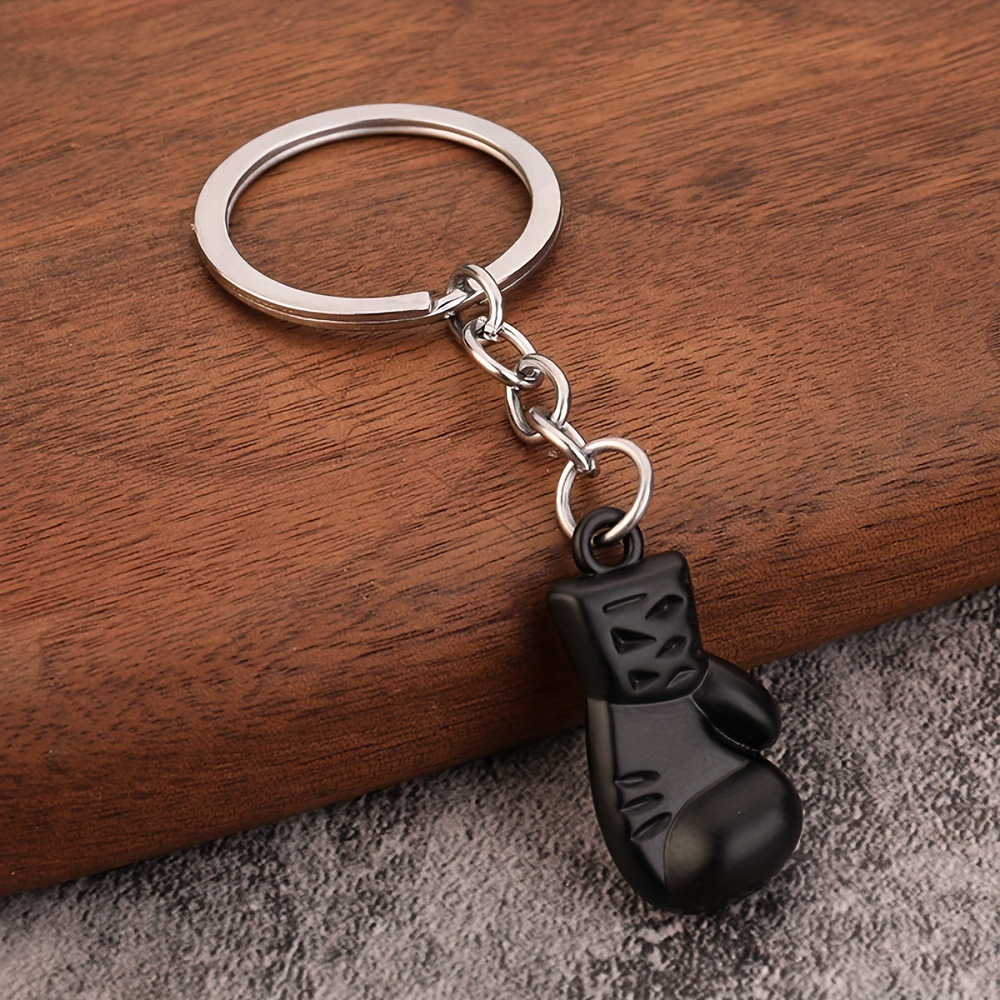 1-4pcs Fishbone Style Stainless Steel Strong Key Holder Key Ring Key Chain-Men Fitness Boxing Glove Keychain 3D Metal Fighting Glove Pendant key ring,backpack bag charm,gift for cool man