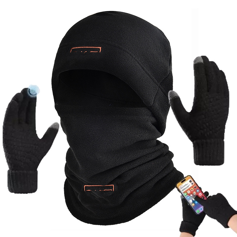 Windproof Hat Scarf Gloves Set Warmer Sport Cycling Hat-Outdoor Fleece Lined Neck Warmer Cycling Face Mask Thick Fleece Polar Fleece Neck Gaiter,Windproof Ski Hat Multi-purpose-Full Head Balaclava