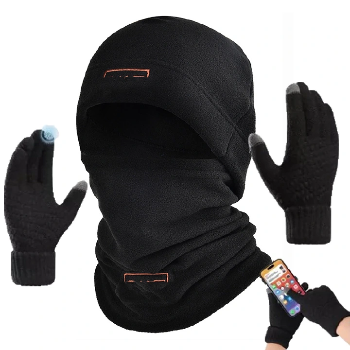 Windproof Hat Scarf Gloves Set Warmer Sport Cycling Hat-Outdoor Fleece Lined Neck Warmer Cycling Face Mask Thick Fleece Polar Fleece Neck Gaiter,Windproof Ski Hat Multi-purpose-Full Head Balaclava