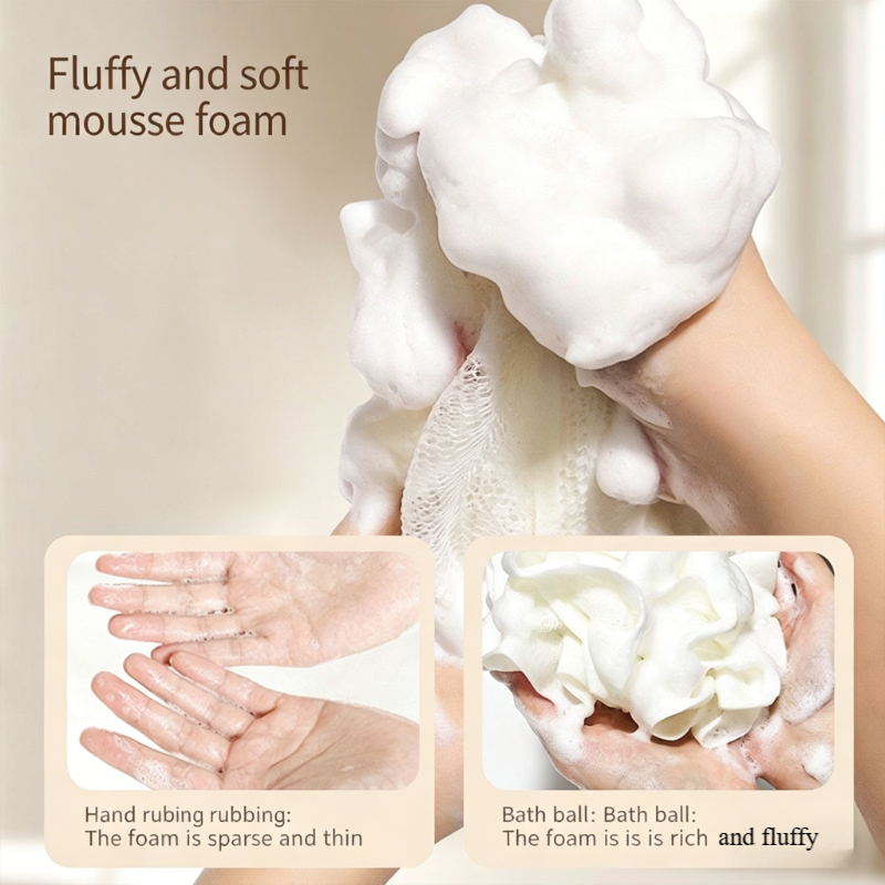 1-3Pcs Bar Soap Loofah Pouch, 2 in 1 Exfoliating Washcloth with Soap Pocket for Cleansing Smooth Skin,Reusable Shower Sponge,Body Scrubber Shower Bath Sponge Loofah,Beige