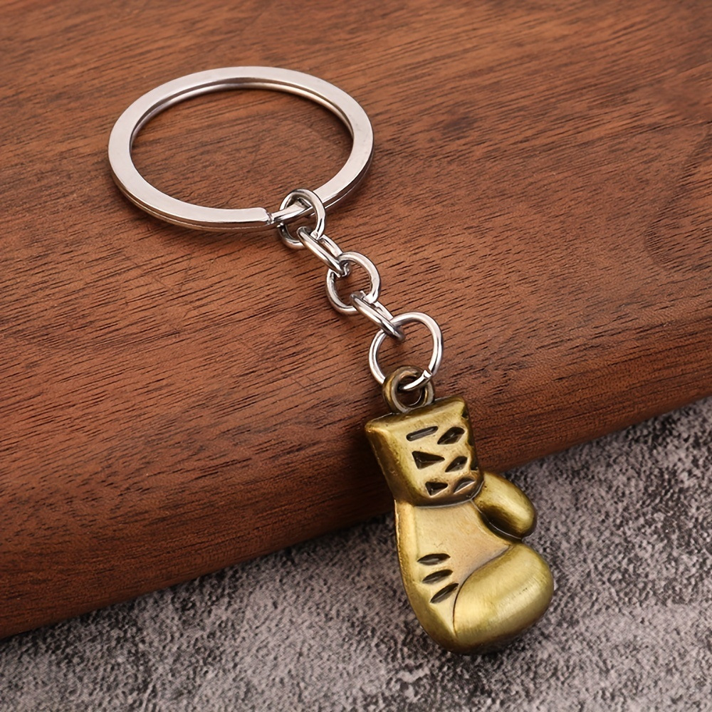 1-4pcs Fishbone Style Stainless Steel Strong Key Holder Key Ring Key Chain-Men Fitness Boxing Glove Keychain 3D Metal Fighting Glove Pendant key ring,backpack bag charm,gift for cool man