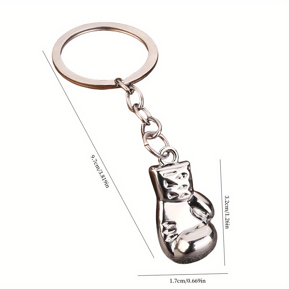 1-4pcs Fishbone Style Stainless Steel Strong Key Holder Key Ring Key Chain-Men Fitness Boxing Glove Keychain 3D Metal Fighting Glove Pendant key ring,backpack bag charm,gift for cool man