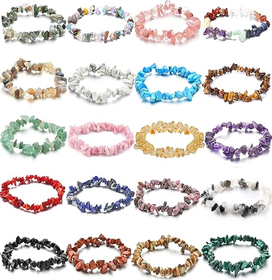 Natural Gemstone Bracelets Chakra Crystal Irregular Chips Beads Stretch Bracelet-crystal chip bracelet,citrine/obsidian brings good luck and wealth accumulation,calms mood and repels negative energy.