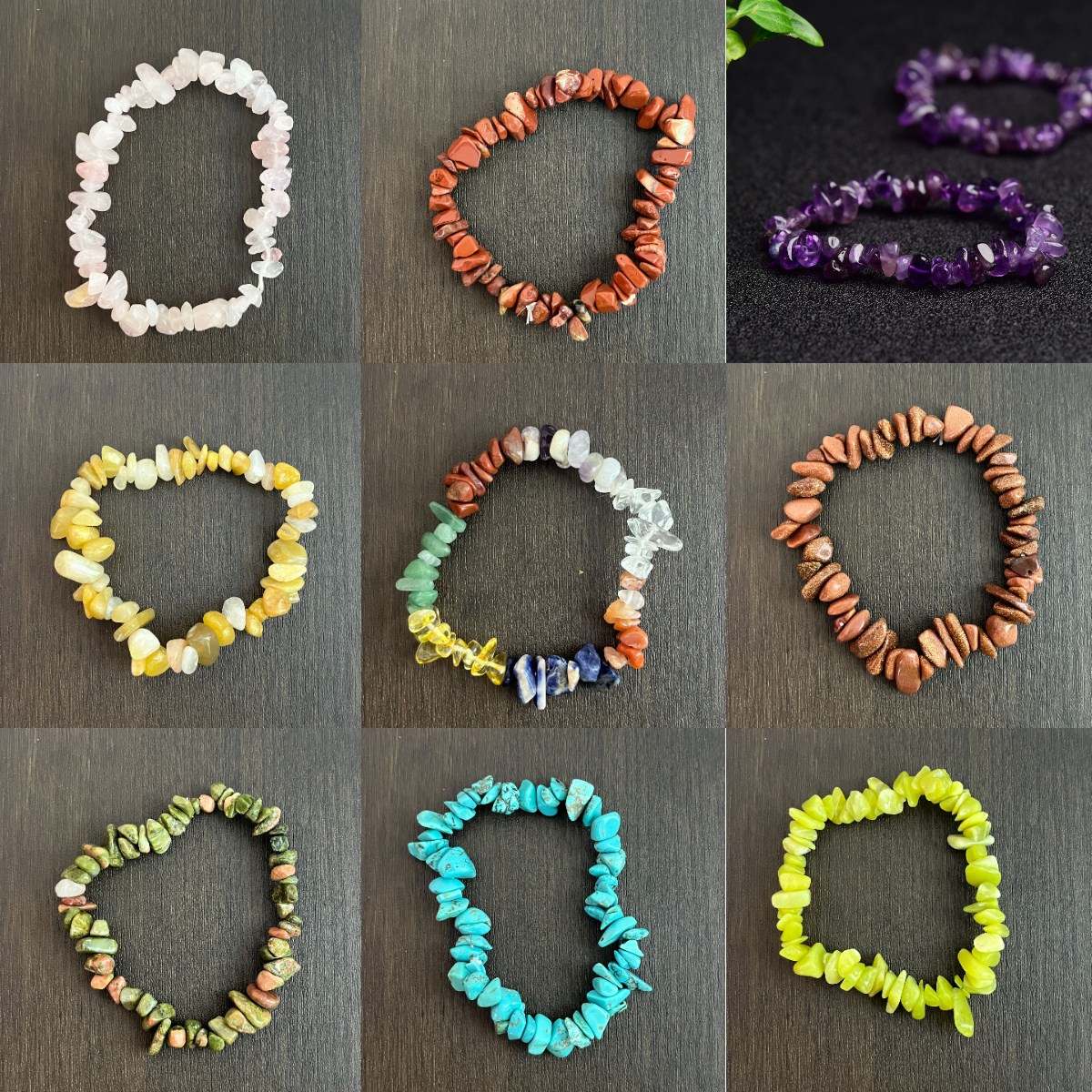 Natural Gemstone Bracelets Chakra Crystal Irregular Chips Beads Stretch Bracelet-crystal chip bracelet,citrine/obsidian brings good luck and wealth accumulation,calms mood and repels negative energy.