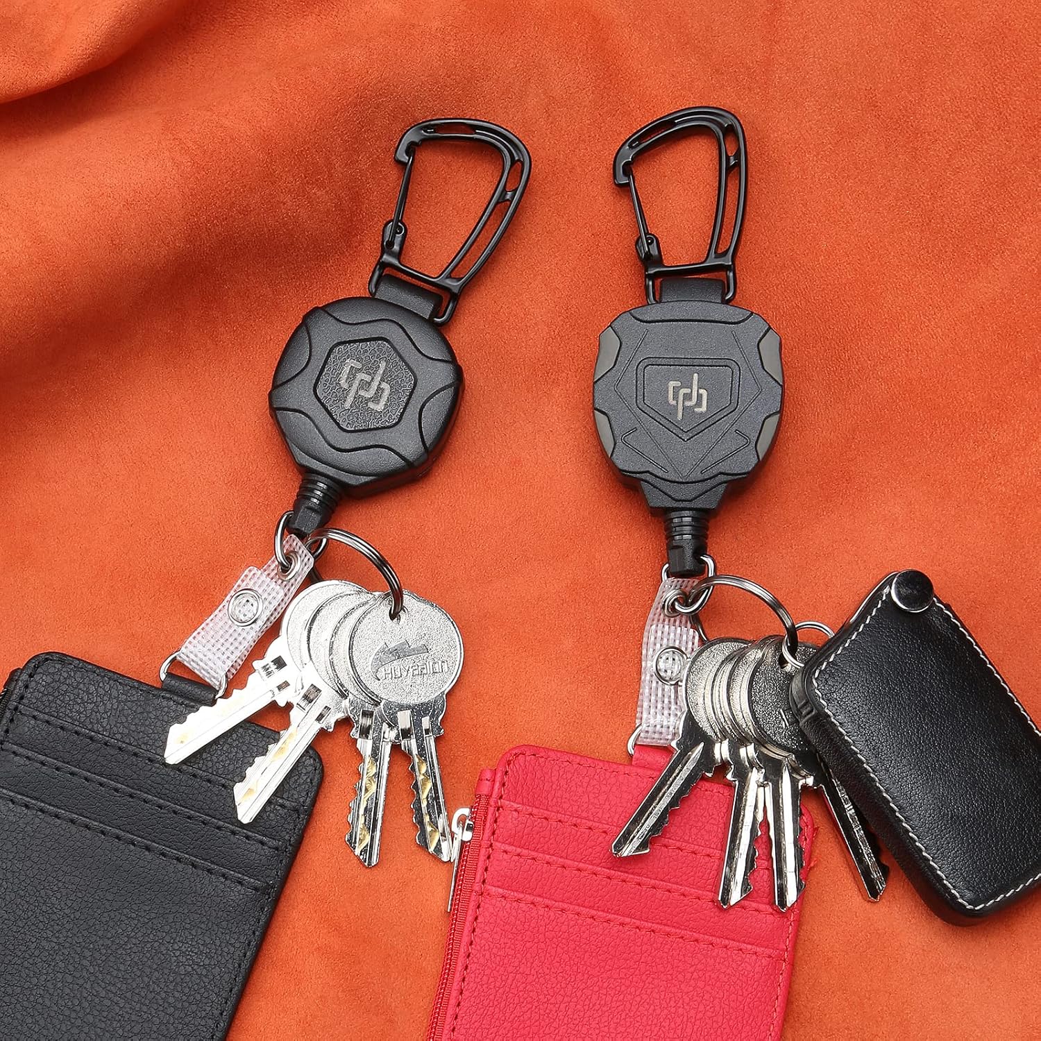 1-2pcs Heavy Duty Steel Wire Retractable Keychain,High Rebound Extendable Key Ring,Outdoor Carabiner Anti-Theft Buckle,Camping Fishing Lure Accessories,Heavy Duty Carabiner Badge Holder