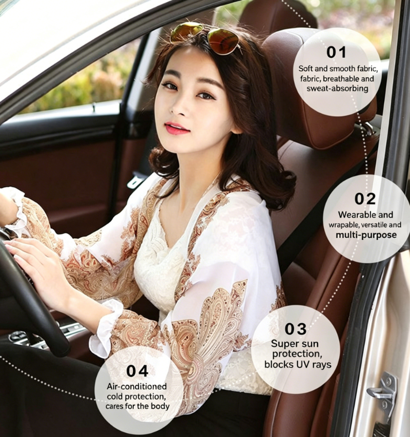 Women's Ice Silk Cooling Sunproof Shawl UV Blocking Lightweight Breathable Sleeve Cover Summer Arm UV Protection Shawl, Sleeve Shawl Lightweight Cuff Cover
