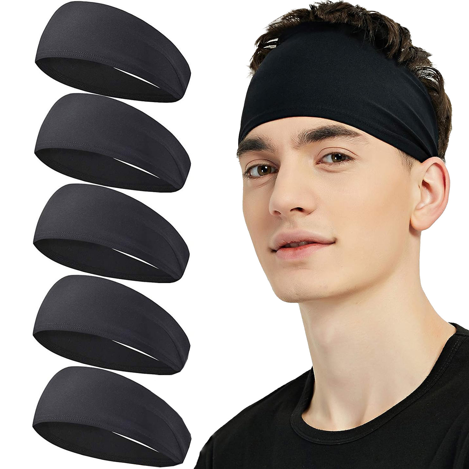 1/2/3PCS Sports Headbands for Men,Moisture Wicking Workout Headband, Sweatband Headbands for Running,Cycling,Football,Yoga,Hairband for Women and Men