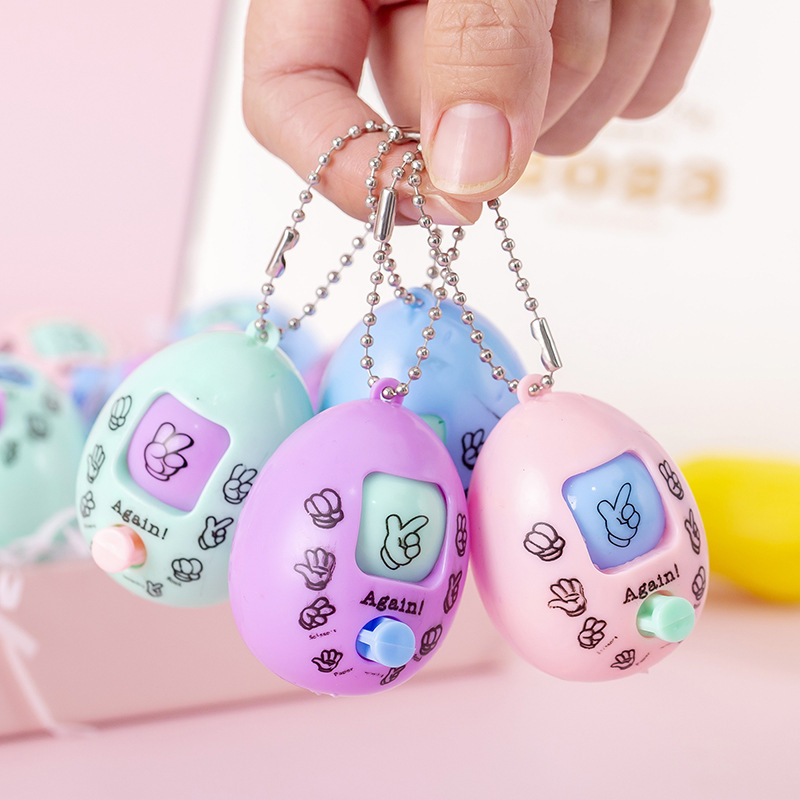 Random Rock Paper Scissors toy Game Accessories Props for Babies Kids Children Teens Adults party Finger Guessing Egg Keychain Face Changing Twist Egg Toy Creative Gift fidget toy Stress relief toy
