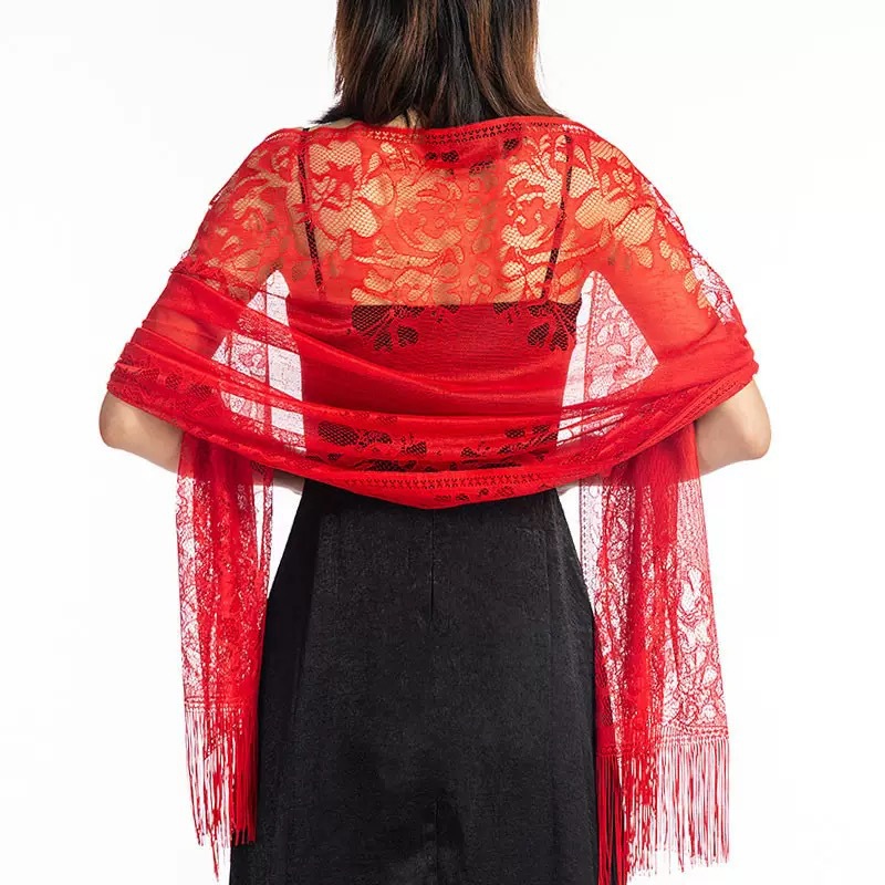 Shawls and Wraps for Evening Dresses Scarfs for Women Pashmina Wedding Formal Shawl -New Summer Solid Color Lace Hollow Out Tassel Long Scarf, Women's Shawl & Headscarf