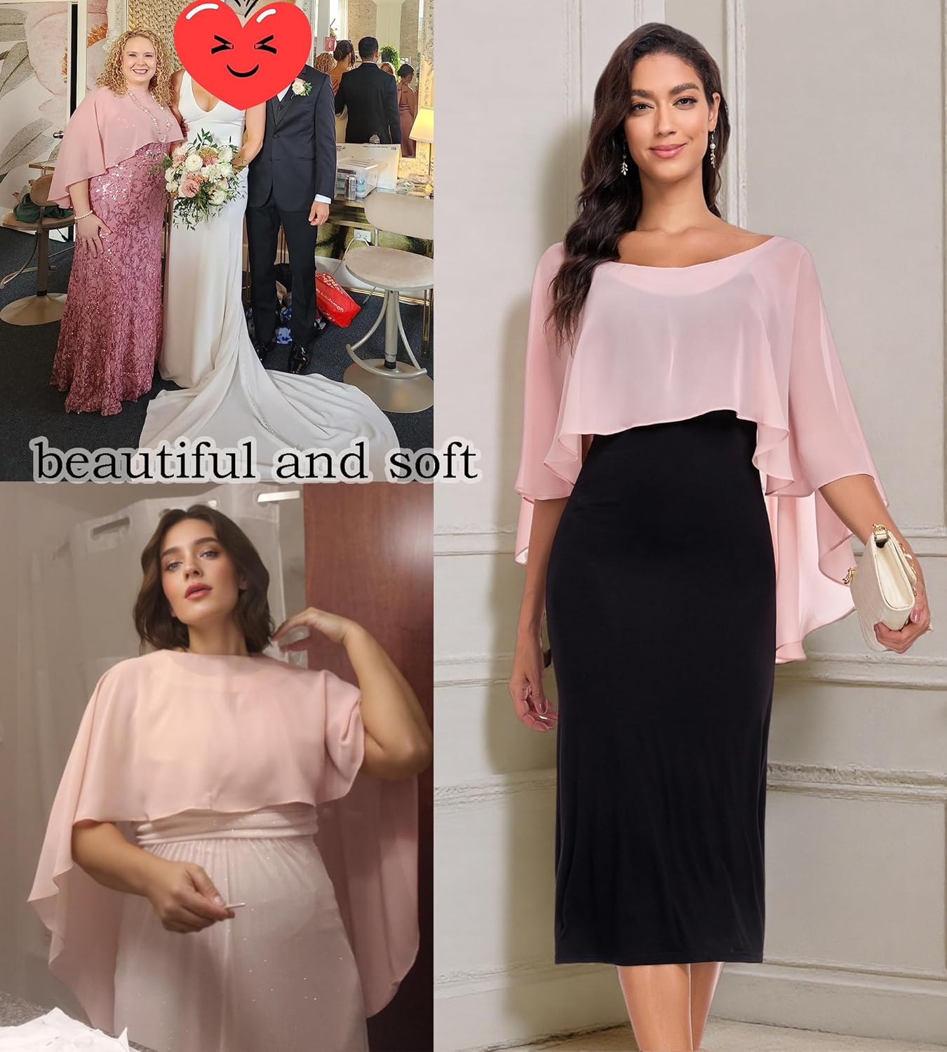 Sheer Shawls and Wraps for Evening Dresses Chiffon Capes for Women Soft Wedding Cover Up Women's Chiffon Shawl, Lightweight Pashmina Scarf, Summer Sheer Cover Up for Wedding,Party & Outdoor