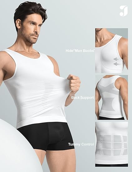 Mens Compression Shirt Slimming Body Shaper Vest Workout Tank Tops Abs Abdomen Undershirts tummy Waist Control Vest Top Sleeveless Short sleeve Waist Trainer Tummy Control Men vest S-3XXXL