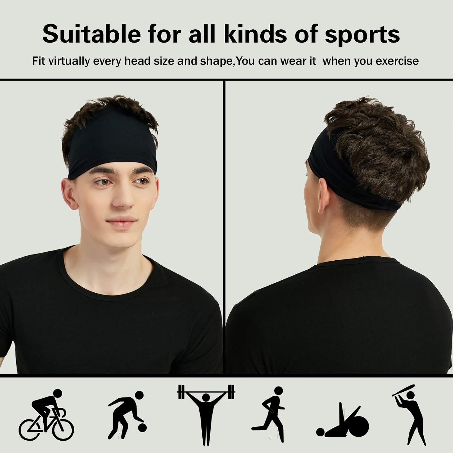 1/2/3PCS Sports Headbands for Men,Moisture Wicking Workout Headband, Sweatband Headbands for Running,Cycling,Football,Yoga,Hairband for Women and Men