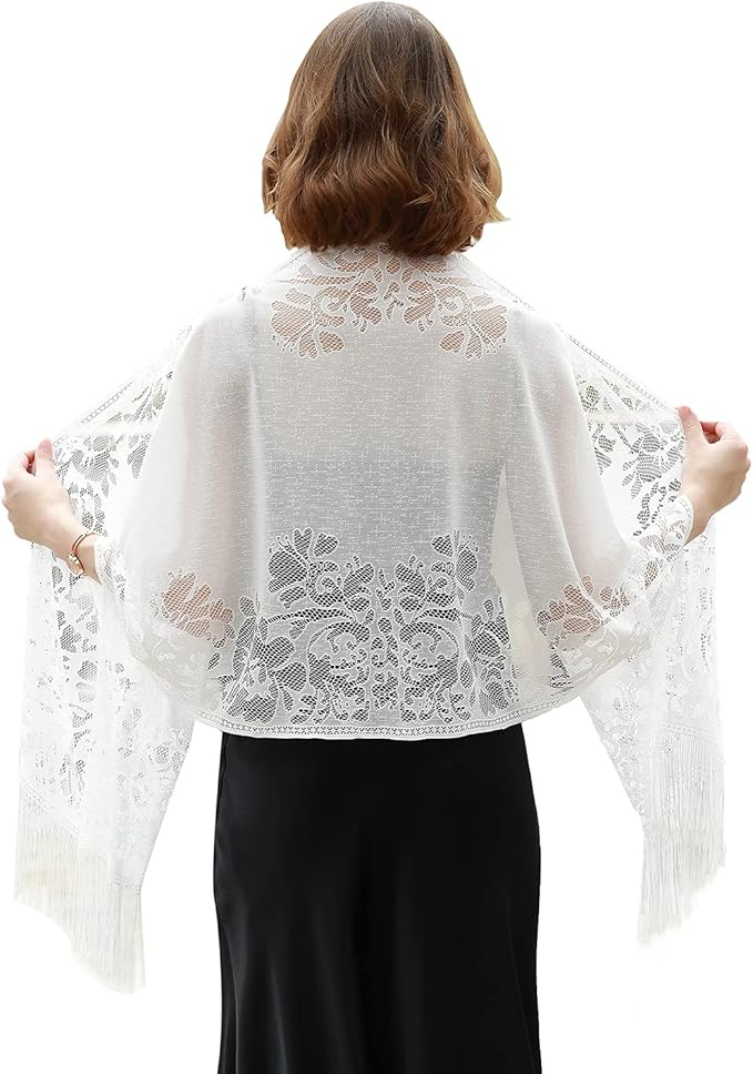 Shawls and Wraps for Evening Dresses Scarfs for Women Pashmina Wedding Formal Shawl -New Summer Solid Color Lace Hollow Out Tassel Long Scarf, Women's Shawl & Headscarf