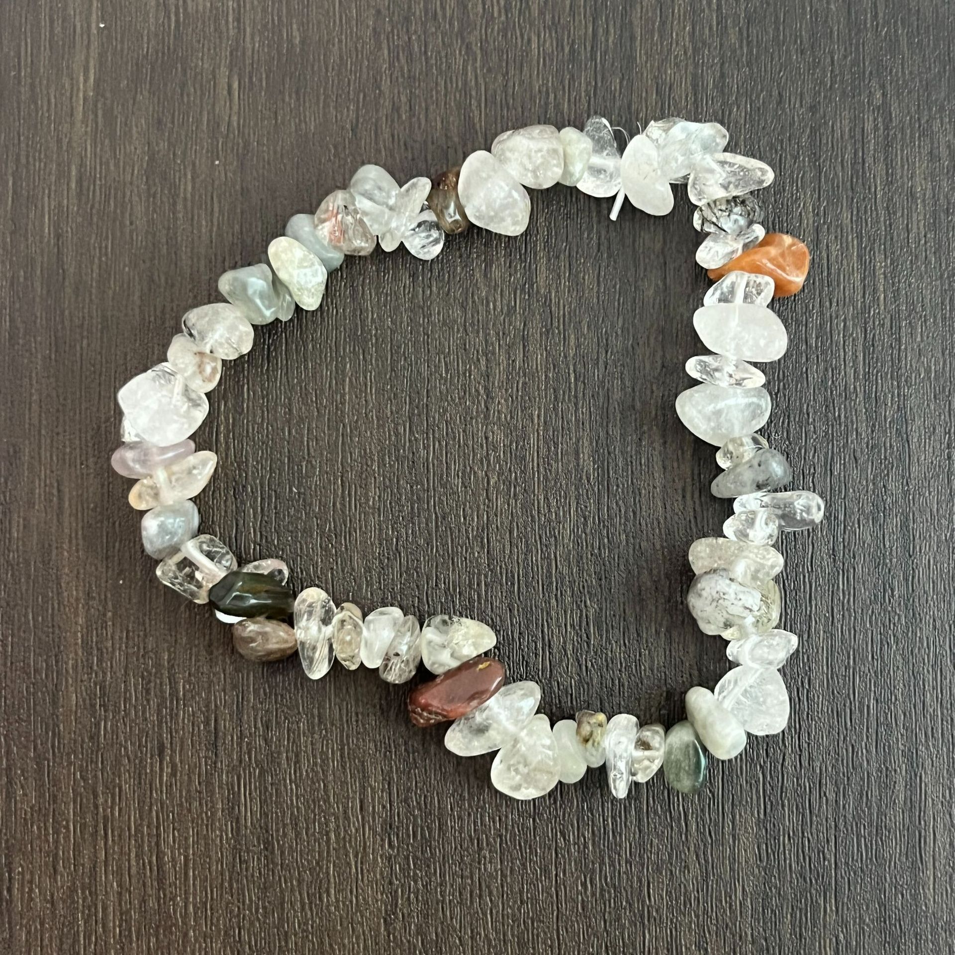 Bracelets for Men & Women-Natural Gemstone Raw Beads Stretch Bracelet,Irregular Chips Healing Crystal Jewelry. Anxiety Relief for Stress & Negative Energy Protection,harmonizes energy field