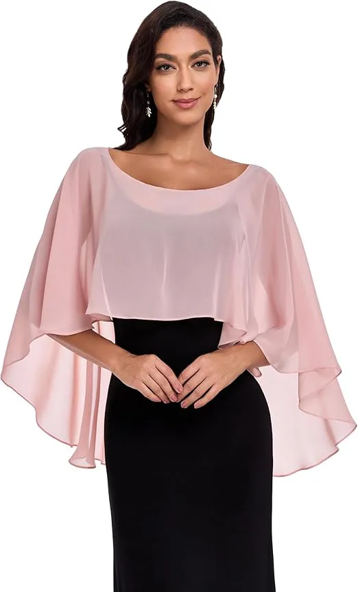 Sheer Shawls and Wraps for Evening Dresses Chiffon Capes for Women Soft Wedding Cover Up Women's Chiffon Shawl, Lightweight Pashmina Scarf, Summer Sheer Cover Up for Wedding,Party & Outdoor
