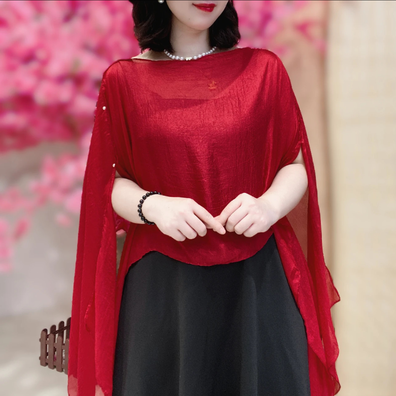 6 Ways to Wear Cape Shawls and Wraps Cover Up-French Style Sun Protection Shawl,Women's Lightweight Sheer Chiffon Breathable Wrap,Beach Sunproof Shawl with Sleeves-with Video for Wear Tutorial