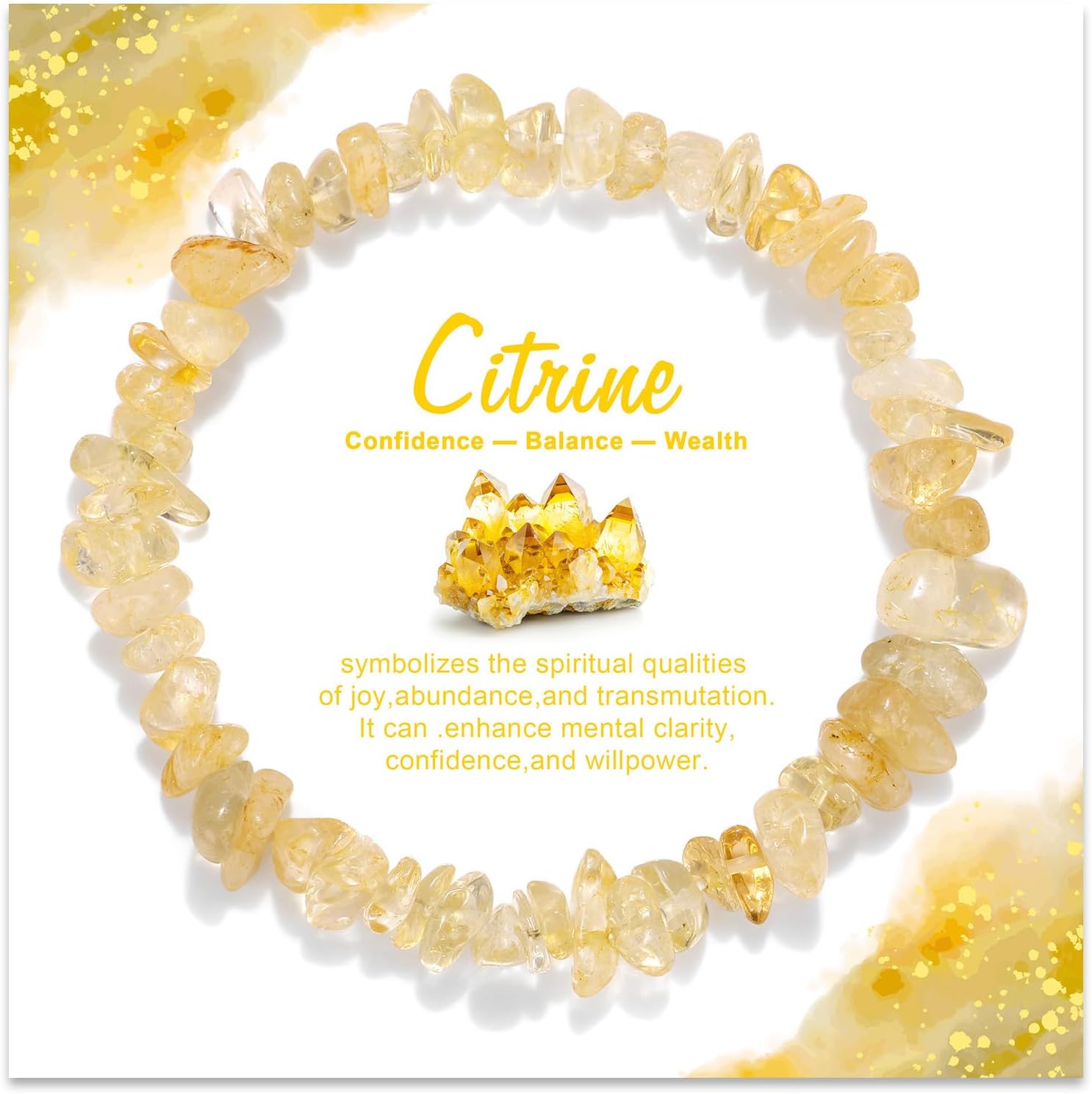 Bracelets for Men & Women-Natural Gemstone Raw Beads Stretch Bracelet,Irregular Chips Healing Crystal Jewelry. Anxiety Relief for Stress & Negative Energy Protection,harmonizes energy field