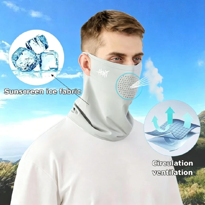 Unisex Ice Silk UV Protection Face Cover with Extended Neck Gaiter, Breathable Full Face Sun Mask for Cycling, Fishing & Outdoor Activities Under Strong Sunlight
