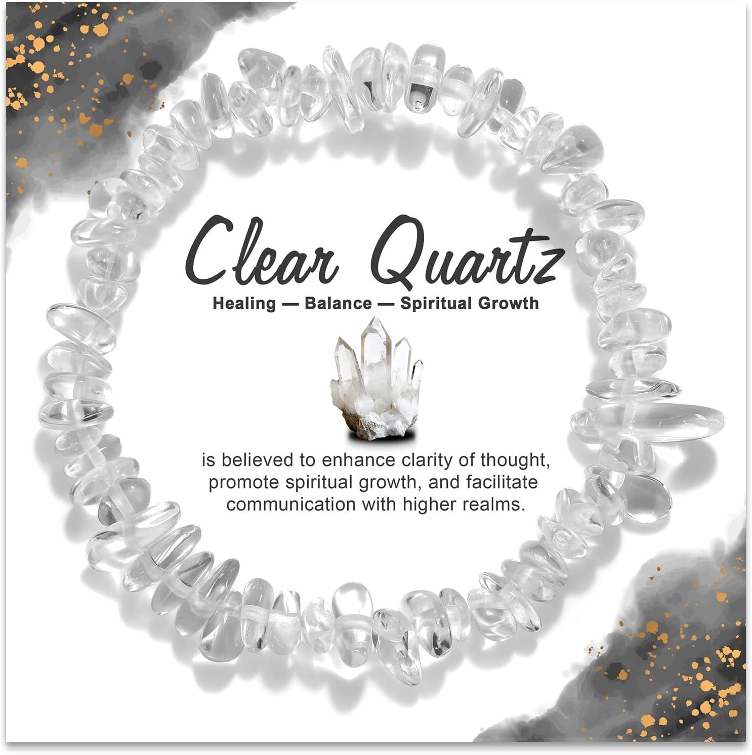 Bracelets for Men & Women-Natural Gemstone Raw Beads Stretch Bracelet,Irregular Chips Healing Crystal Jewelry. Anxiety Relief for Stress & Negative Energy Protection,harmonizes energy field