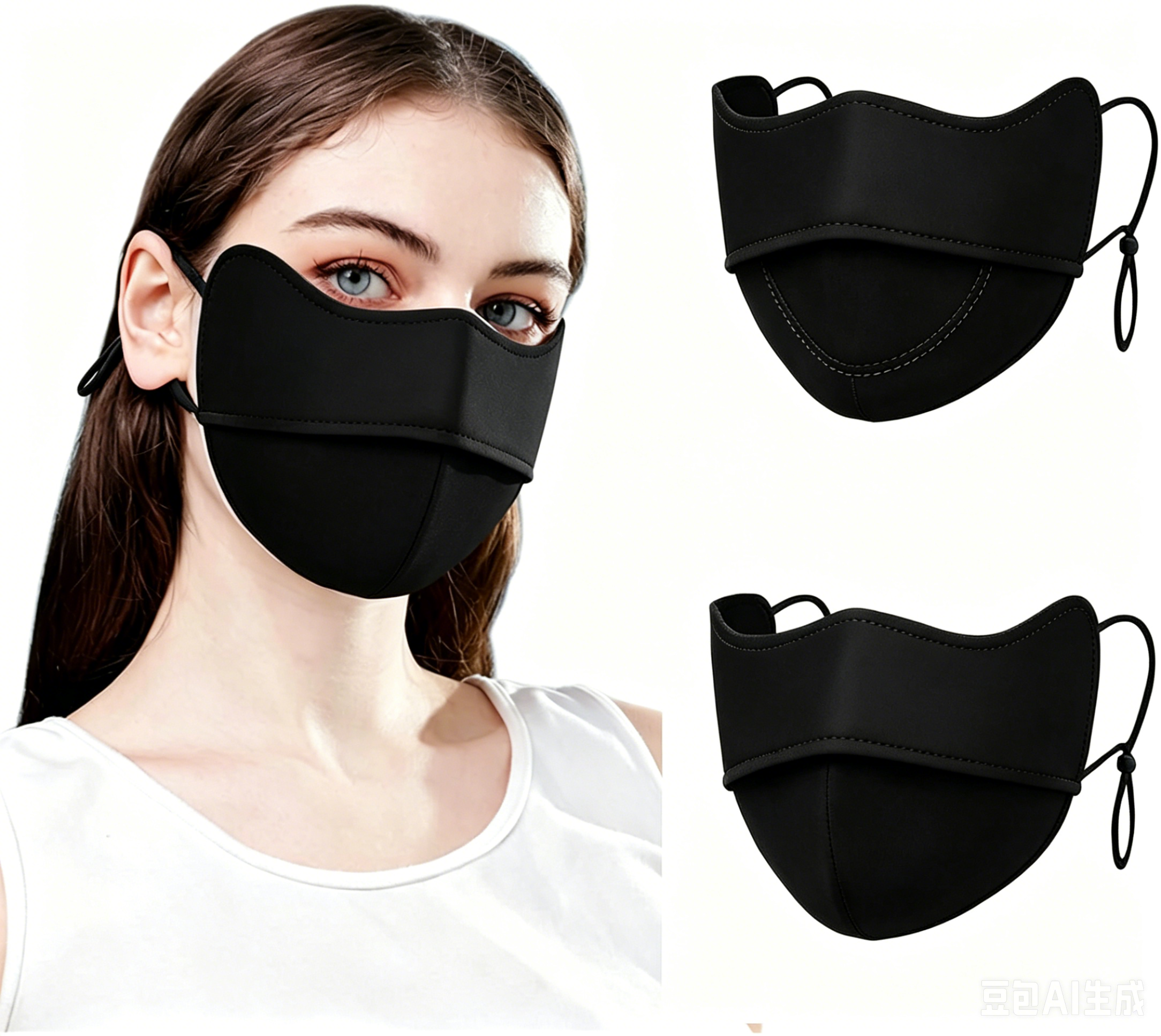 3D Fishbone UV Protection Mask, Ice Silk Breathable Stereo Face Mask with Flexible Bone, Sun Shade for Women-Breathable & Cooling, Reusable for Outdoor Activities