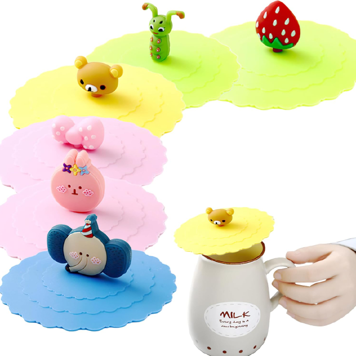 1/2/6pcs Silicone Cup Lids Mug Cover Colorful Anti-dust Coffee Cup Mug Covers,Cute TPE Cup Lids-Universal Dustproof & Leakproof Mug Covers,Reusable Coffee Tea Cup Tops for Ceramic Glass Mugs