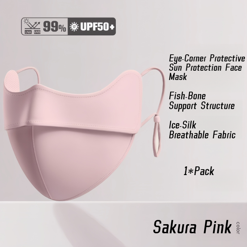 3D Fishbone UV Protection Mask, Ice Silk Breathable Stereo Face Mask with Flexible Bone, Sun Shade for Women-Breathable & Cooling, Reusable for Outdoor Activities