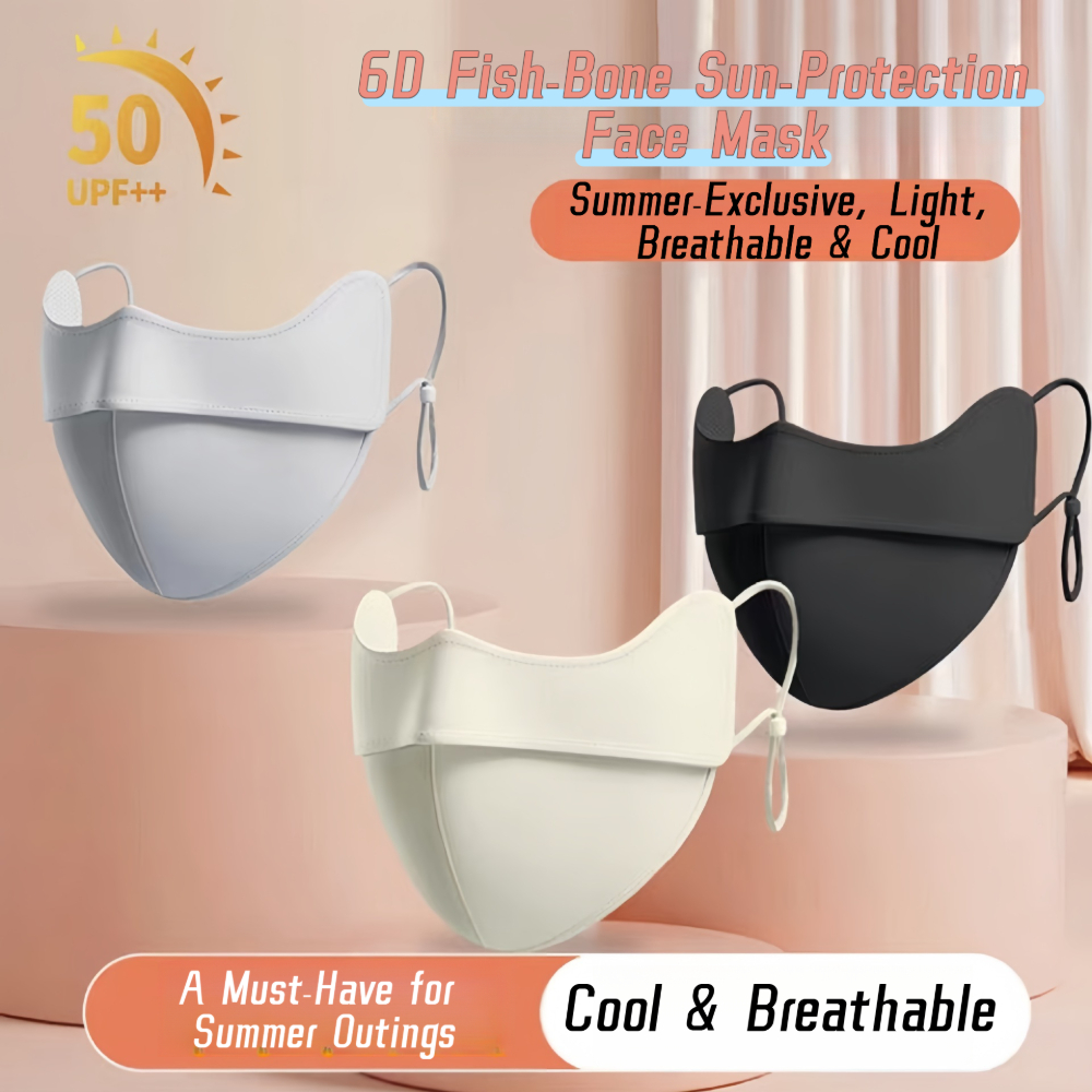 3D Fishbone UV Protection Mask, Ice Silk Breathable Stereo Face Mask with Flexible Bone, Sun Shade for Women-Breathable & Cooling, Reusable for Outdoor Activities