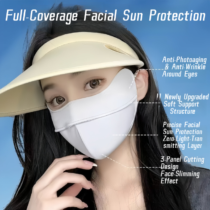 3D Fishbone UV Protection Mask, Ice Silk Breathable Stereo Face Mask with Flexible Bone, Sun Shade for Women-Breathable & Cooling, Reusable for Outdoor Activities