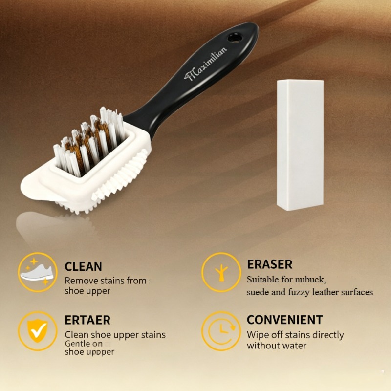 Shoe Cleaner Kit 2 Pcs Suede Brush Eraser 3-in-1 Copper Wire Shoe Brush Soft Rubber Bristles Suede brush Sneaker Stain Remover,White Shoe Cleaner,Cleaning Supply for Nubuck Suede Shoes Snow Boots