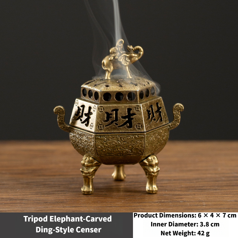 New‑Chinese Style17types Copper Alloy Incense Burner, Square Auspicious Cloud Aromatherapy Incense Burner, Creative Home Ornament for Sandalwood Incense with Removable Ash Catchers