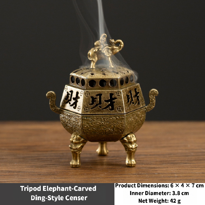 New‑Chinese Style17types Copper Alloy Incense Burner, Square Auspicious Cloud Aromatherapy Incense Burner, Creative Home Ornament for Sandalwood Incense with Removable Ash Catchers