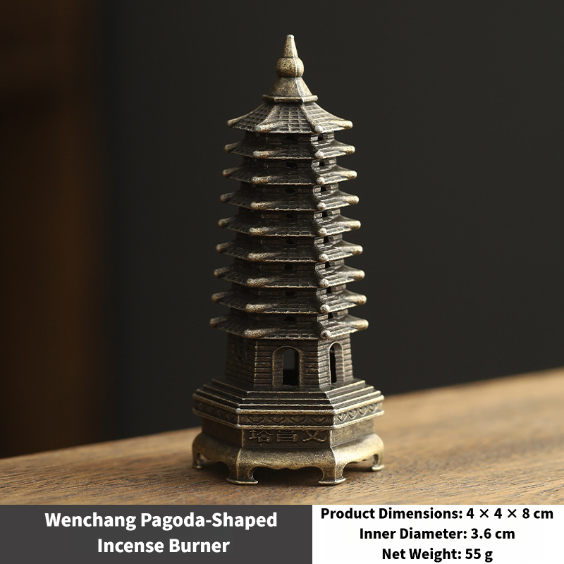 New‑Chinese Style17types Copper Alloy Incense Burner, Square Auspicious Cloud Aromatherapy Incense Burner, Creative Home Ornament for Sandalwood Incense with Removable Ash Catchers